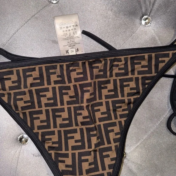 Fendi Black and Brown Logo Bikini - Picture 3 of 5